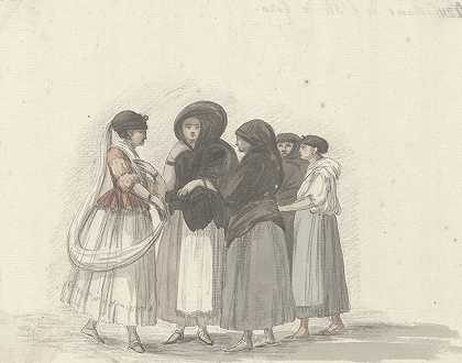 古佐岛的服装`Klederdrachten van het eiland Ghozo (1778) by Abraham-Louis-Rodolphe Ducros