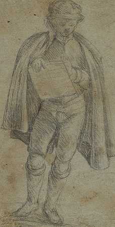 站立的男性形象`Standing Male Figure (1515) by Franciabigio