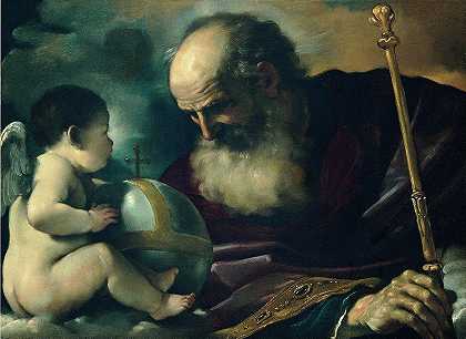 天父与天使`God The Father And Angel (1620) by Guercino
