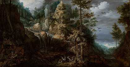 圣安东尼诱惑下的风景`Landscape with the Temptation of Saint Anthony by Roelant Savery