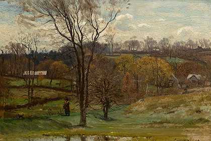 傍晚散步`Late Afternoon Walk (1878) by John Joseph Enneking