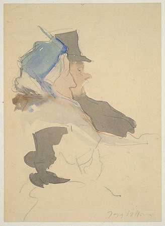 老年夫妇`Elderly Couple (ca. 1900) by Jacques Villon