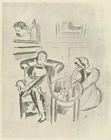 夜总会酒吧`Bar de nuit (1921) by Charles Laborde