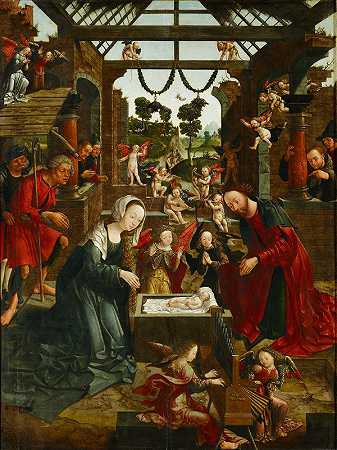 诞生`Nativity (1511–1520) by Jacob Cornelisz. van Oostsanen