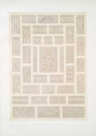 阿拉伯花纹清真寺D艾哈迈德-伊本-图伦，详图D装饰（9世纪）`Arabesques; mosquée dAhmed~ibn~Touloun, détails dornementation (IXe. siècle) (1877) by Émile Prisse d;Avennes