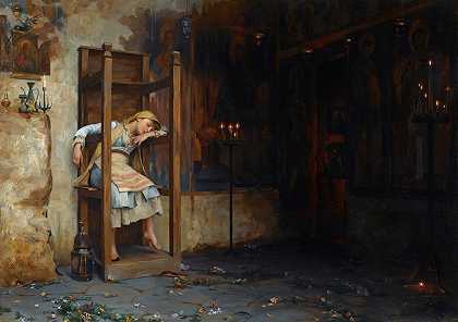 神圣星期五（La Vestale Chretian）`Holy Friday (La Vestale Chretienne) (1885) by Theodoros Ralli