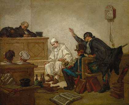 刑事法庭上的皮埃罗`Pierrot in Criminal Court (c. 1864~1870) by Thomas Couture