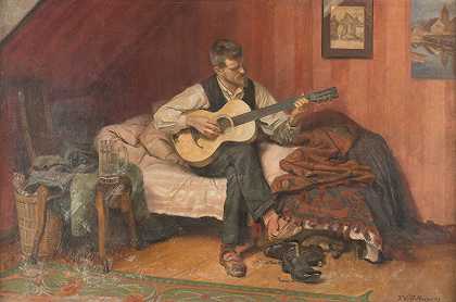 吉他手`The guitar player (1909) by Hugo Wolff-Maage