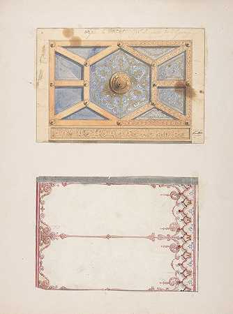 勒孔特·德拉格兰奇先生的天花板和墙壁装饰设计`Designs for Ceiling and Wall Decoration for Monsieur Lecomte de la Grange (19th Century) by Jules-Edmond-Charles Lachaise