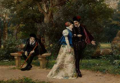 失望的求婚者`The disappointed suitor (1873) by Pierre Jean Van der Ouderaa