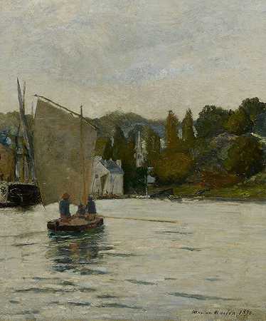 钓鱼回来，阿文桥`Retour De Pêche, Pont~Aven (1890) by Maxime Maufra