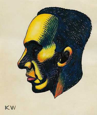 开始学习，出发?简介，10布莱特，格拉兹一世`Kopfstudie, aus; Profile, 10 Blätter, Graz I (1924) by Karl Wiener