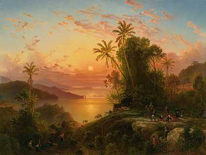 瓜伊拉海岸`Costa De La Guaira A La Caida Del Sol (1874) by Ferdinand Bellermann