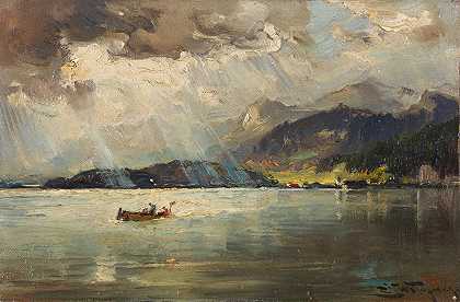 在Wörthersee湖`Am Wörthersee (1910~1915) by Joseph Wopfner