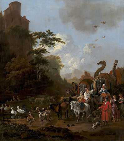 诺亚离开方舟`Noah Leaving the Ark (1649 – 1685) by Adam Colonia