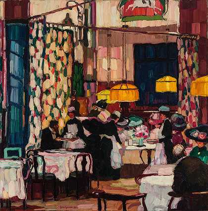 在茶室`In der Teestube (1911) by Josse Goossens