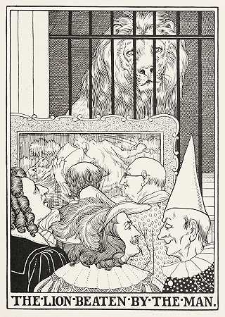 狮子被打败了`The Lion beaten by the Man (1900) by the Man by Percy J. Billinghurst