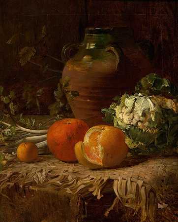 朱莉娅·罗宾逊的《橘子静物》`Still life with oranges (1872) by Julia Robinson