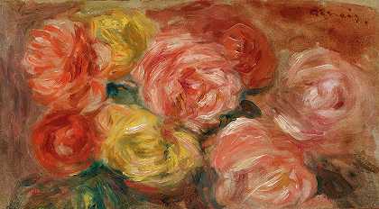 《玫瑰静物》作者：皮埃尔·奥古斯特·雷诺阿`Nature Morte Aux Roses (1918) by Pierre-Auguste Renoir
