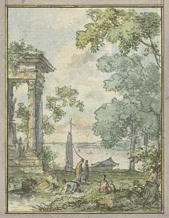 寺庙遗址景观`Landschap met tempelruïne (1752 ~ 1819) by Jurriaan Andriessen