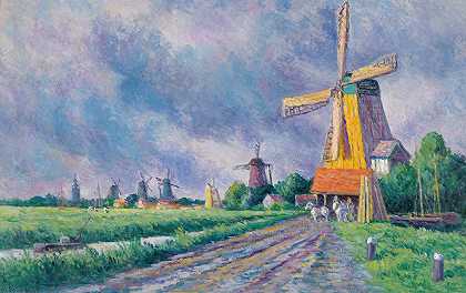 鹿特丹郊区`Environs De Rotterdam (1907) by Maximilien Luce