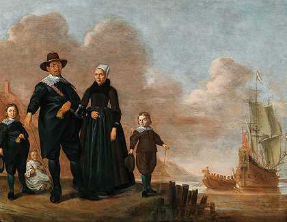 一家人的肖像，据说是德克·杨森·博尔和他的妻子玛丽·克莱斯德。带着孩子`Portrait of a family, said to be Dirk Janssen Bol and his wife Marritge Claesdr. with their children (1645) by Herman Doncker