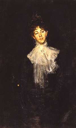 穿黑衣服的女士`A Lady In Black (1880) by Kenyon Cox