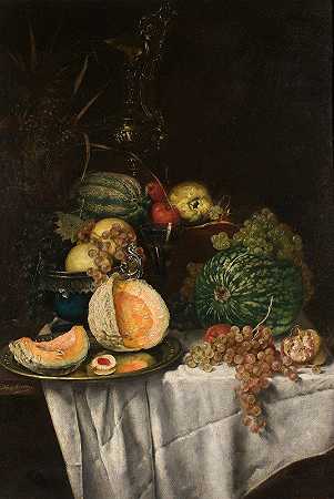 Josef Neugebauer的《水果静物》`Still life with fruits by Josef Neugebauer