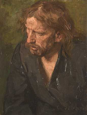 男子肖像`Portrait of a man by Eduard Von Gebhardt