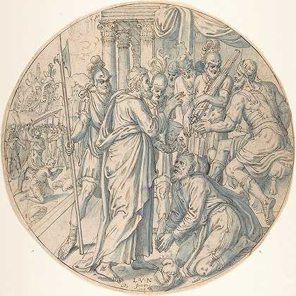 圣乔治和达契安的巫师`St. George and the Sorcerer of Dacian (1555) by Lambert Van Noort