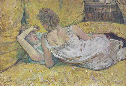 L放弃（两个朋友）`Labandon (Les deux amies) (1895) by Henri de Toulouse-Lautrec