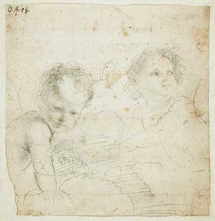 两个Putti`Two Putti (16th~17th century) by Guercino