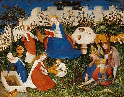 天堂的小花园`The Little Garden of Paradise (ca. 1410 – 1420) by Upper Rhenish Master