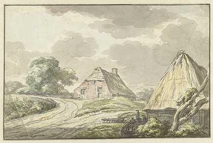 乡村公路岔口处的农舍`Boerenhuis aan de splitsing van een landweg (1783) by Jan Bulthuis