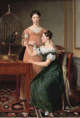孟德尔·莱文·纳坦森s的大女儿贝拉和汉娜`Mendel Levin Nathansons Elder Daughters, Bella and Hanna (1820) by Christoffer Wilhelm Eckersberg