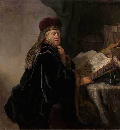 书房里的学者`Scholar at his Study (1634) by Rembrandt van Rijn