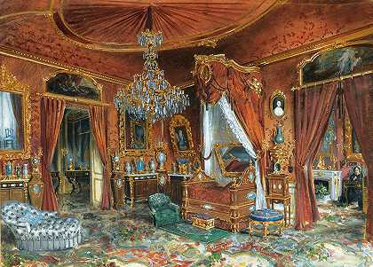 艾玛·罗伯茨室内景观`View of an interior (1867) by Emma Roberts
