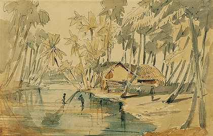 锡兰棕榈林（斯里兰卡）`Palmenhain auf Ceylon (Sri Lanka) (1858) by Joseph Selleny