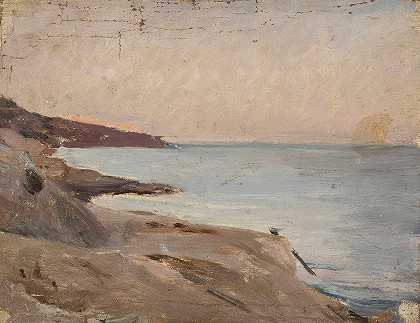 海洋景观——雅尔塔。从克里米亚之旅`Marine landscape – Yalta. From the journey to Crimea (between 1887 and 1899) by Jan Ciągliński