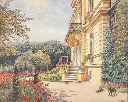 在一个保存完好的花园里的别墅`Villa in gepflegtem Garten by Ernst Graner