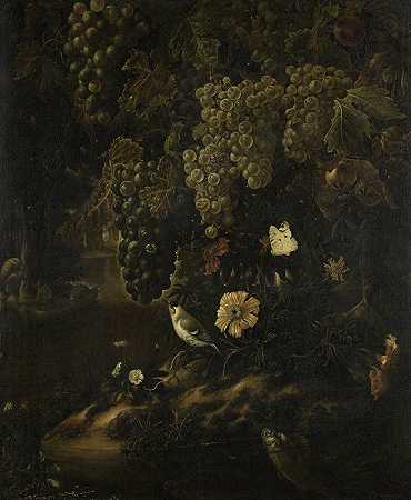 伊萨克·沃曼的《葡萄、花和动物》`Grapes, Flowers and Animals (1665 ~ 1719) by Isac Vromans