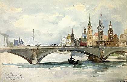 1900年展览，L桥阿尔玛`Exposition de 1900, le pont de lAlma (1900) by Laure Brouardel