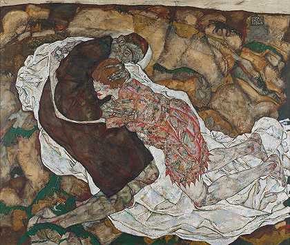 死亡与女孩`Death and girl (1915) by Egon Schiele