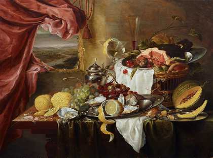 劳伦斯·克莱恩的《带想象视角的静物》`Still Life With Imaginary View (circa 1645) by Laurens Craen