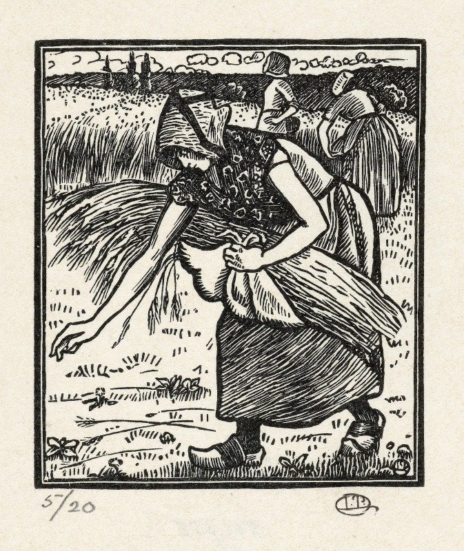 露丝收集耳朵`Ruth verzamelt aren (1896) by Lucien Pissarro