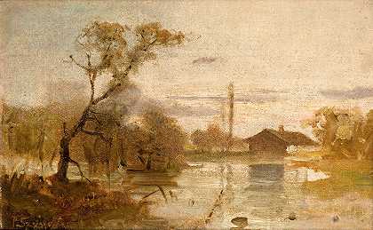 景观`Landscape (after 1880) by Pantaleon Szyndler