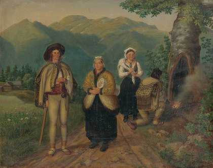 在路上（亚麻布制造商）`On the Road (Linen Makers) (1840–1845) by Peter Michal Bohúň