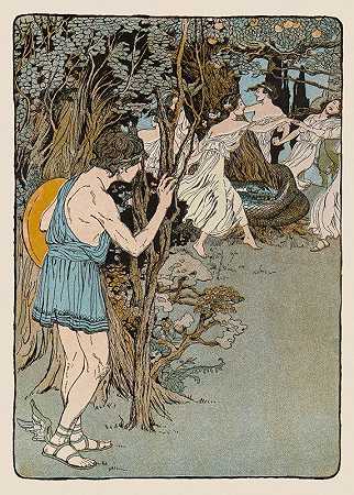 于是他走上前去，看到他们在跳舞`So he stepped forward and saw them dancing (1901) by Maud Hunt Squire