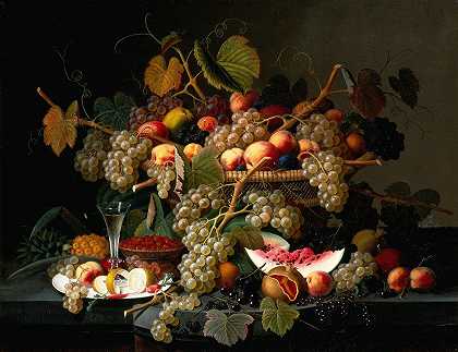 Severin Roesen的《水果静物》`Still Life with Fruit (1852) by Severin Roesen