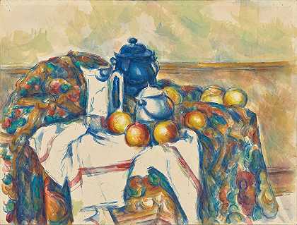 保罗·塞尚的《蓝色水壶静物》`Still Life with Blue Pot (about 1900–1906) by Paul Cézanne